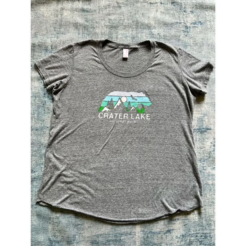 Prairie Mountain Heathered Gray Crater Lake National Park Short Sleeve Tee XL